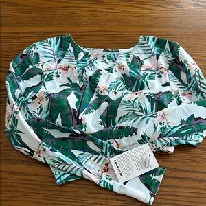 COCOSHIP Green and White Tropical Swim Coverup Top